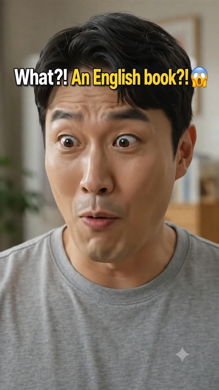 English-localized Naver clip preview of the moment a child chooses an English picture book