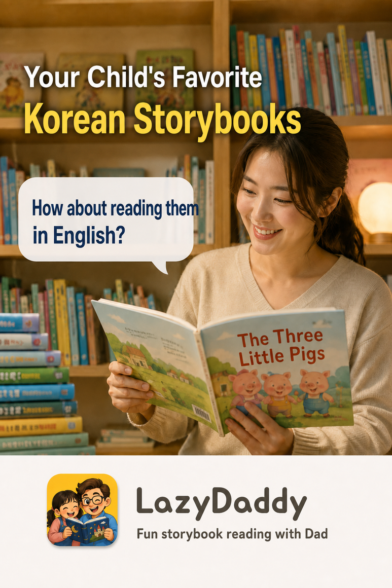 English-localized LazyDaddy guide to translating a Korean storybook and reading it aloud in English