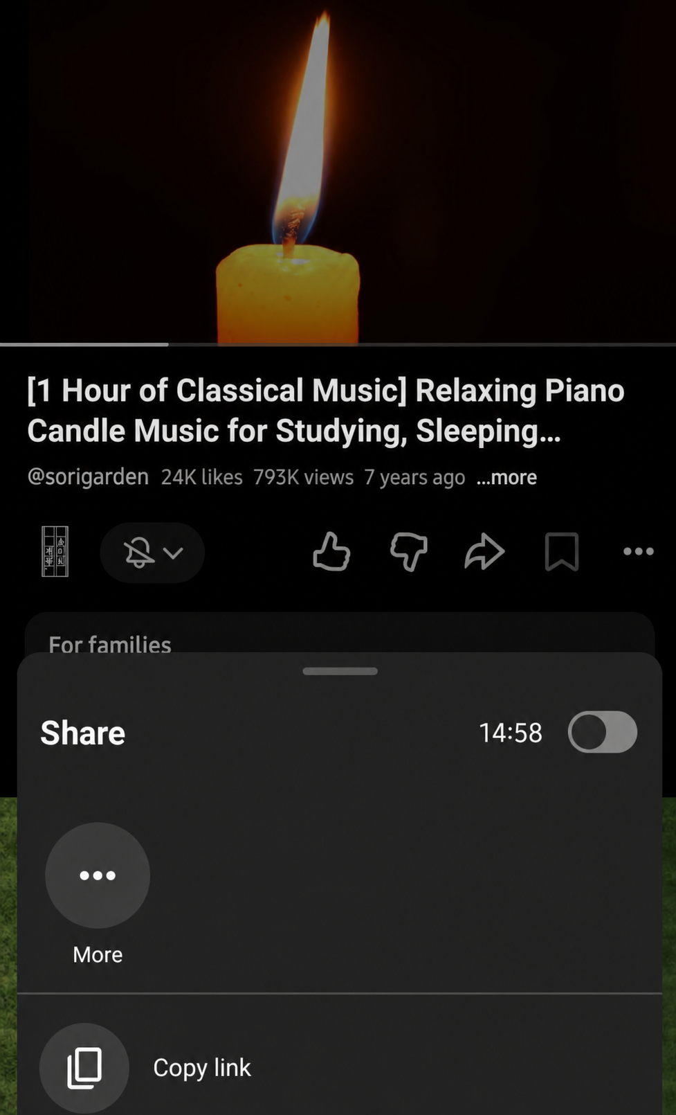 English YouTube share menu used to copy a video's link