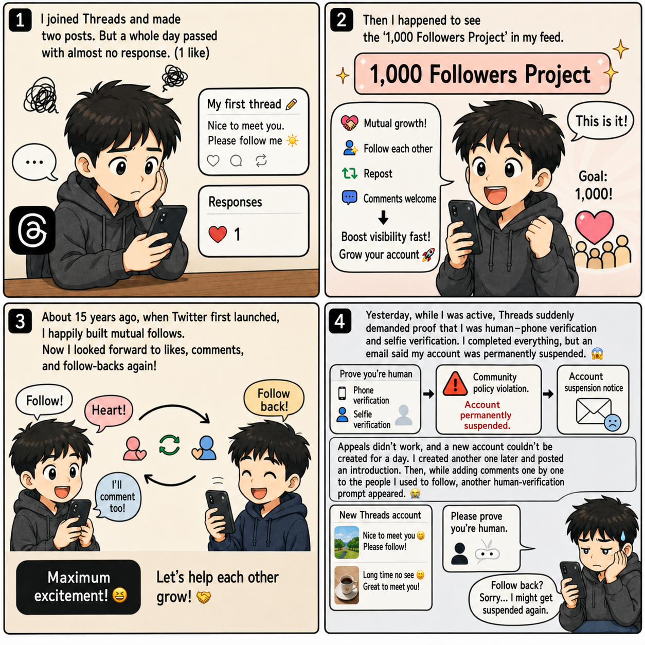 English-localized preview of a Naver Blog post about my follow-for-follow experience on Threads